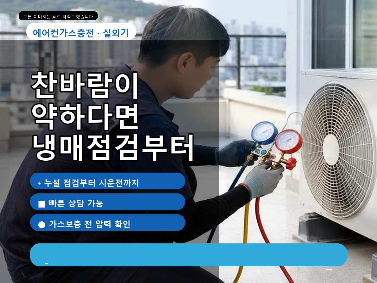 목포시 해안동1가 에어컨가스충전, 냉매 상태를 먼저 살펴본 현장